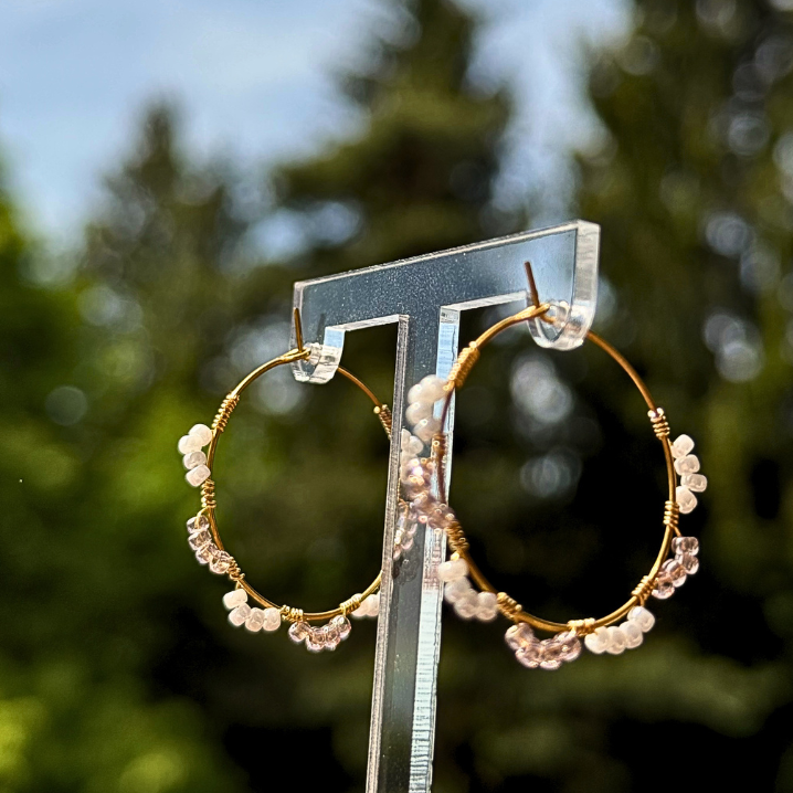 Rose Pearl Hoops