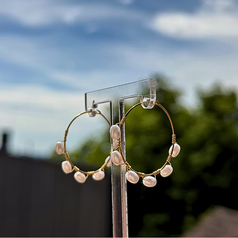 Soft Pearl Hoops